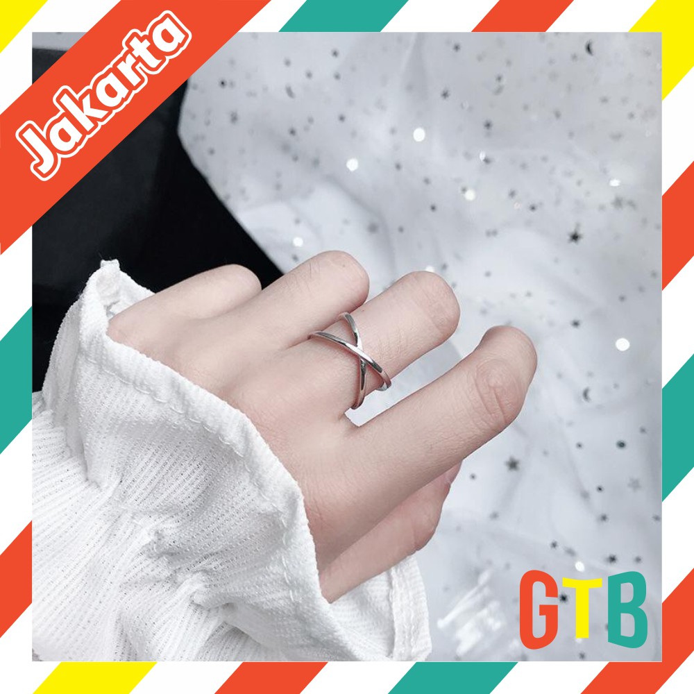 ❤️GTB❤️ A034 Cincin Silang Fashion Korea Perhiasan Wanita Berongga Tiga Dimensi Stainless Steel Rings