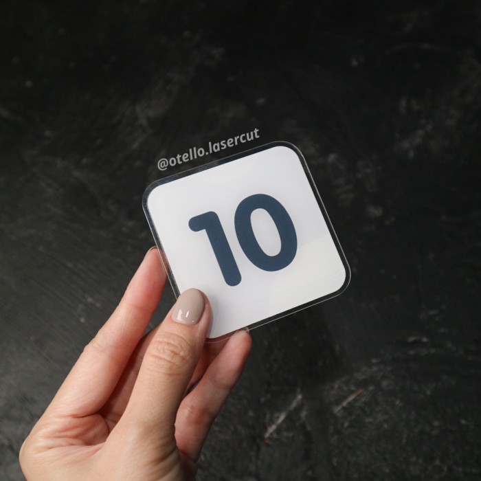 Nomor Meja Tempel Arilik Print Label Acrylic Nomer Table Number Resto