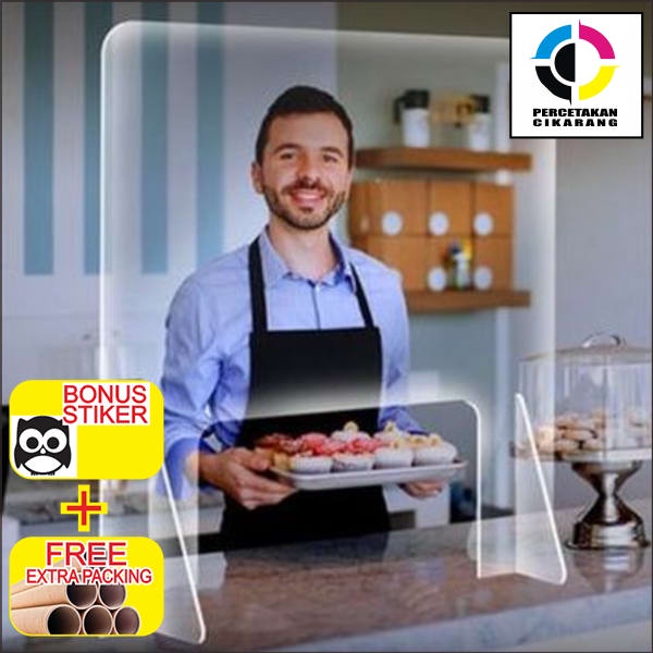 Promo Pembatas Meja Kasir Akrilik | Sekat Meja Resepsionis Sekat Kasir Elegan