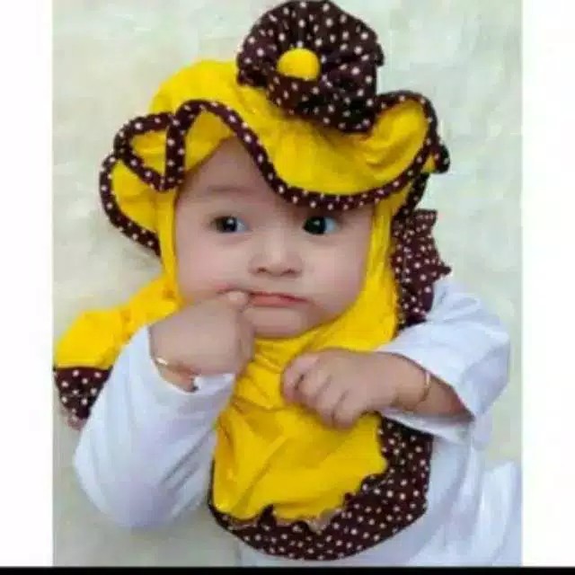 Jilbab Anak Bayi TOPI LIST POLKA 0-3 Tahun Hijab Instan Anak Perempuan Kerudung Anak Lucu Terbaru