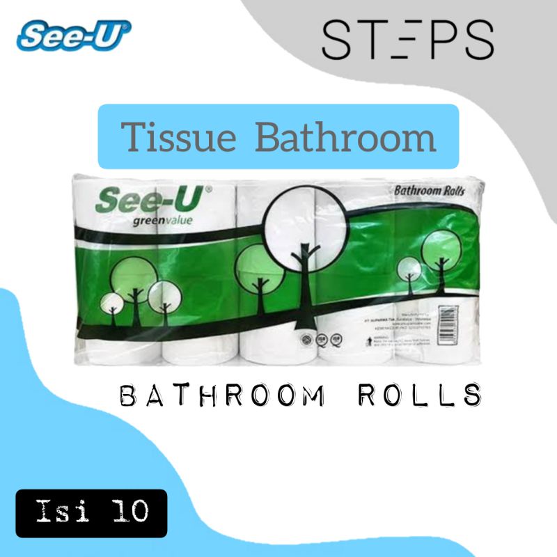 Tisu Gulung See-U Bathroom 215 sheet non emboss Green / tissue bathroom rolls isi 10