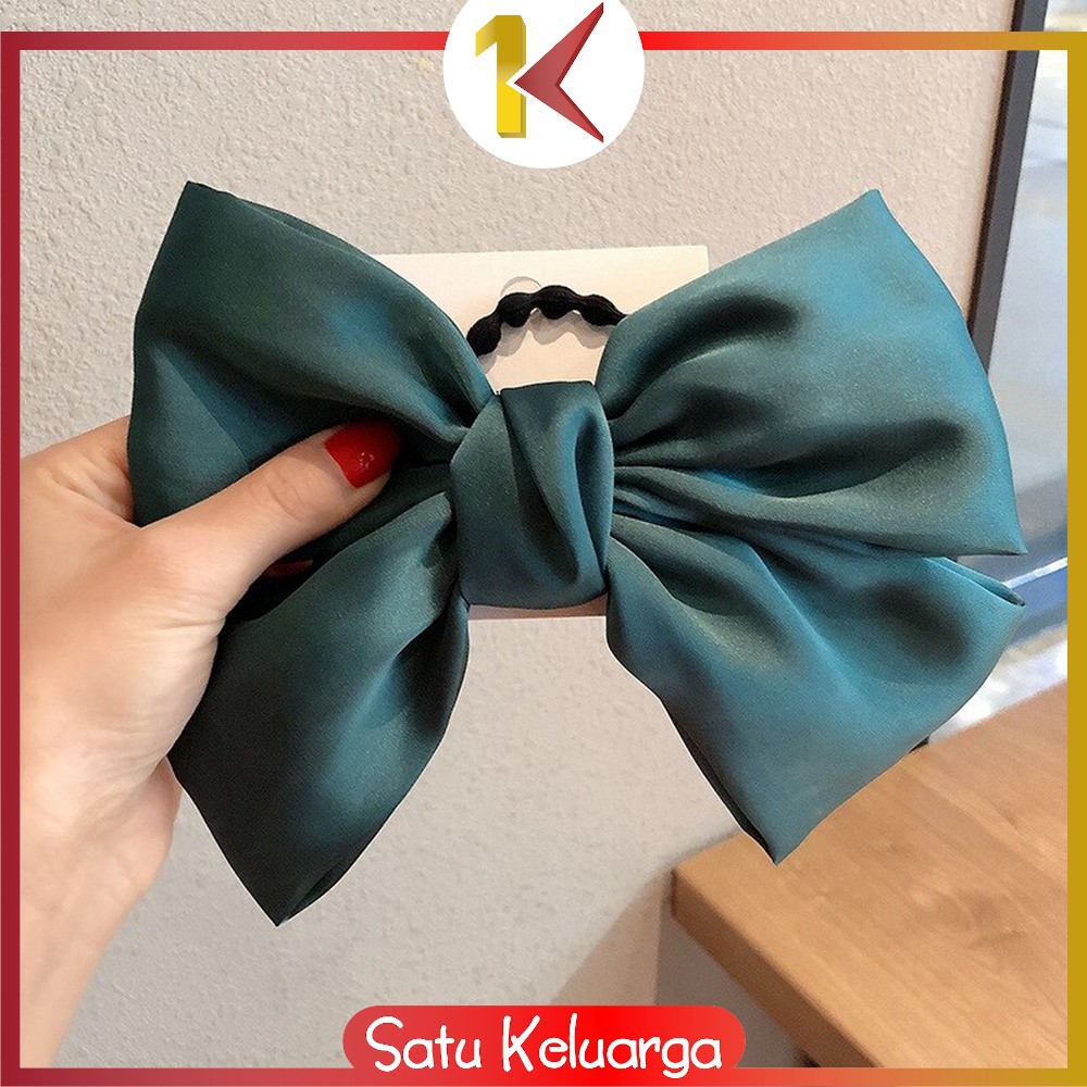 SK-C160 Ikat Rambut Pita Besar Kuncir Rambut Hairband Aksesoris Wanita Kunciran Rambut Korea Style-PITA HIJAU EMERALD