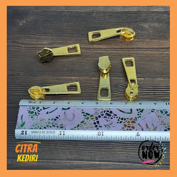 Kepala resleting Kotak Gold/ Emas Uk 5