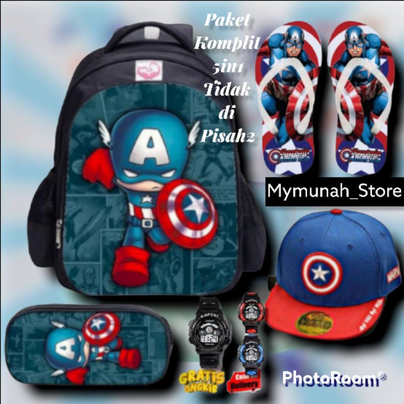 Tas Ransel Fashion Sekolah Anak Laki Laki PAUD TK SD Marvel Super Hero