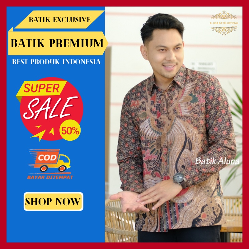 BATIK PRIA LENGAN PANJANG FULL FURING FREE MASKER BATIK COWOK PREMIUM SOLO PCW 062