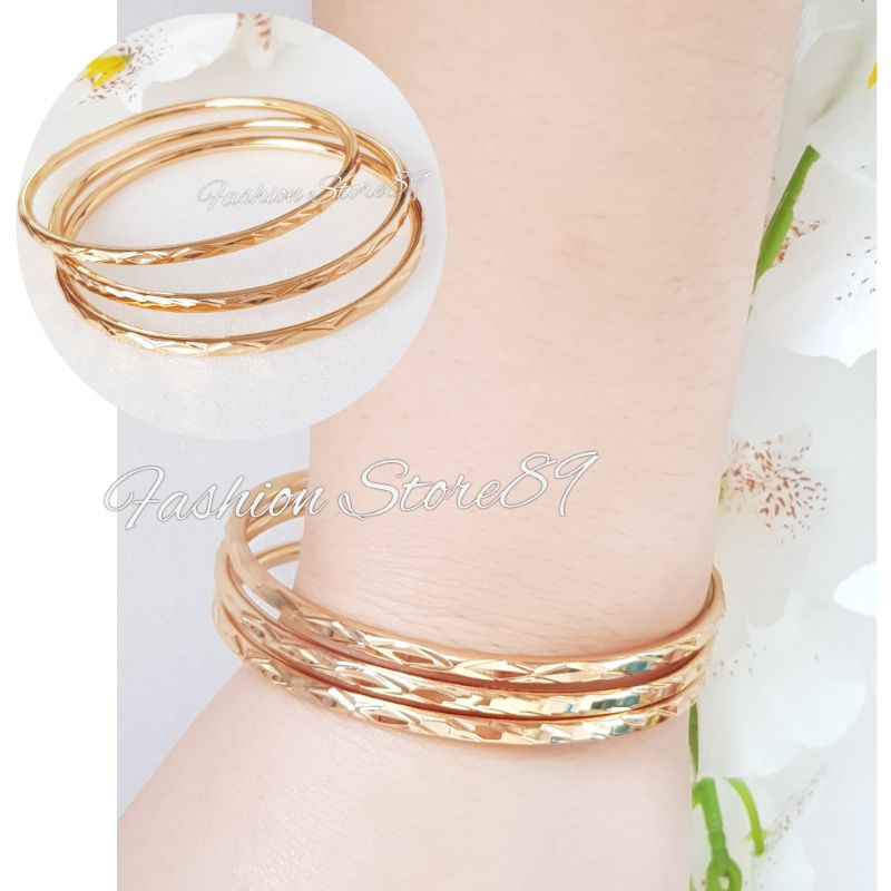 Gelang bangle xuping gelang keroncong set gelang set 3 lapis emas xuping