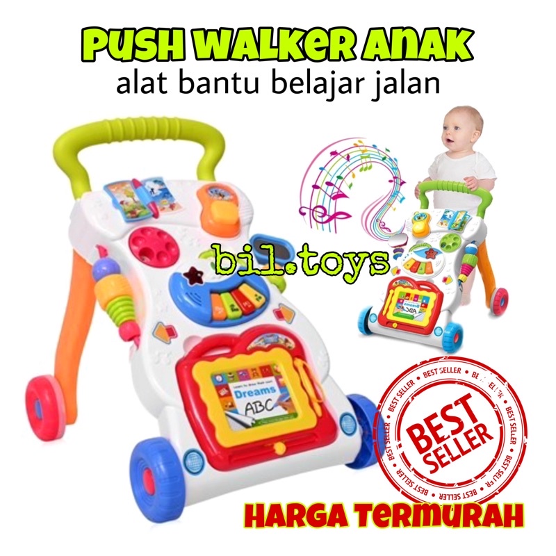 MAINAN BAYI DORONG BABY PUSH WALKER ALAT BANTU JALAN BABY WALKER MUSIC WALKER MURAH DORONGAN BABY