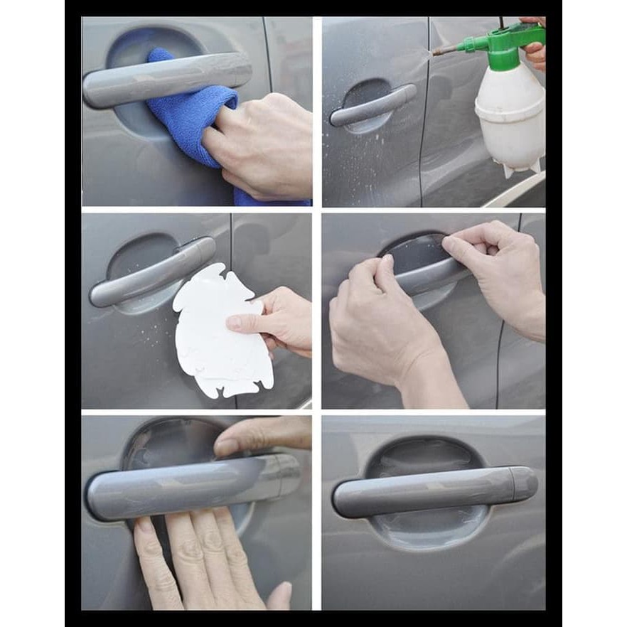 Stiker Handle Pintu Mobil Anti Gores - Isi 4 PCS