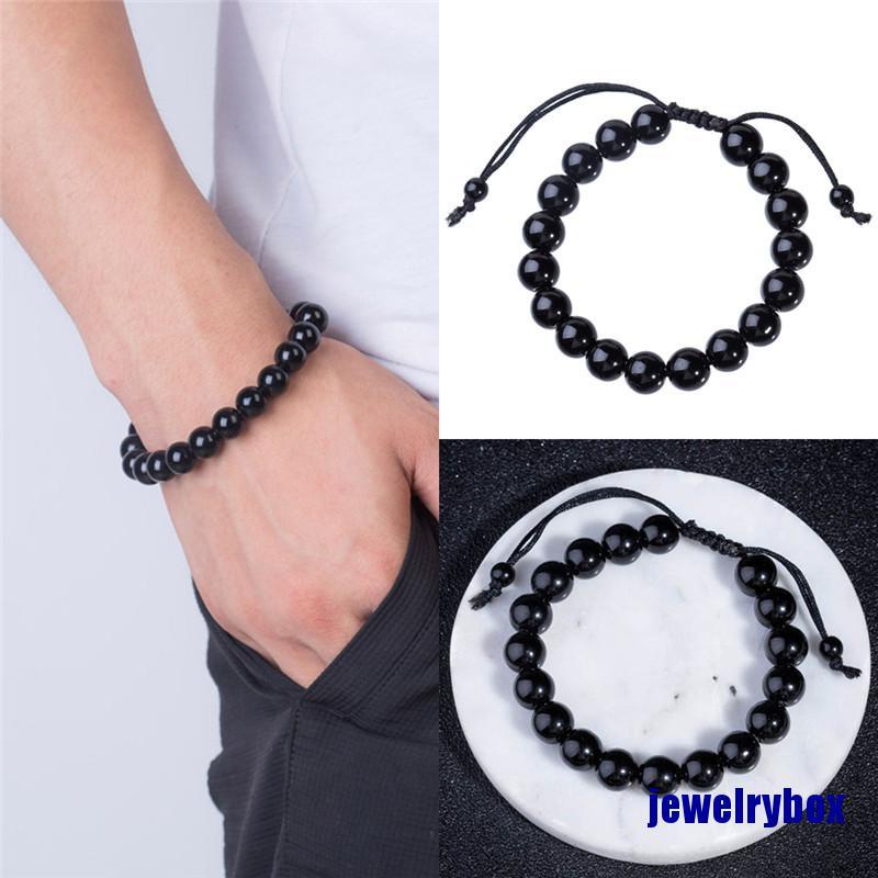 Gelang Batu Obsidian Alami Bentuk Bulat Untuk Menurunkan Berat Badan