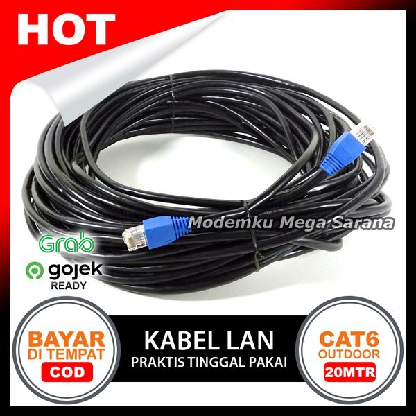 Kabel LAN Outdoor 20 Meter FTP CAT6 Spectra &amp; RJ45 Straight - Tinggal Pakai