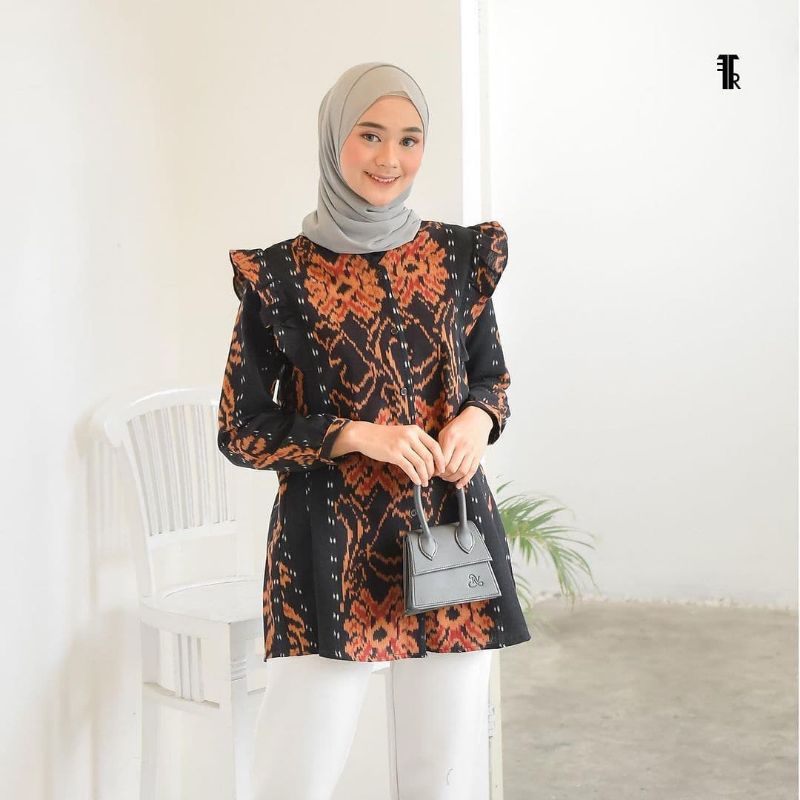 Blouse kerja / baju atasan tenun batik wanita baju buat kerja