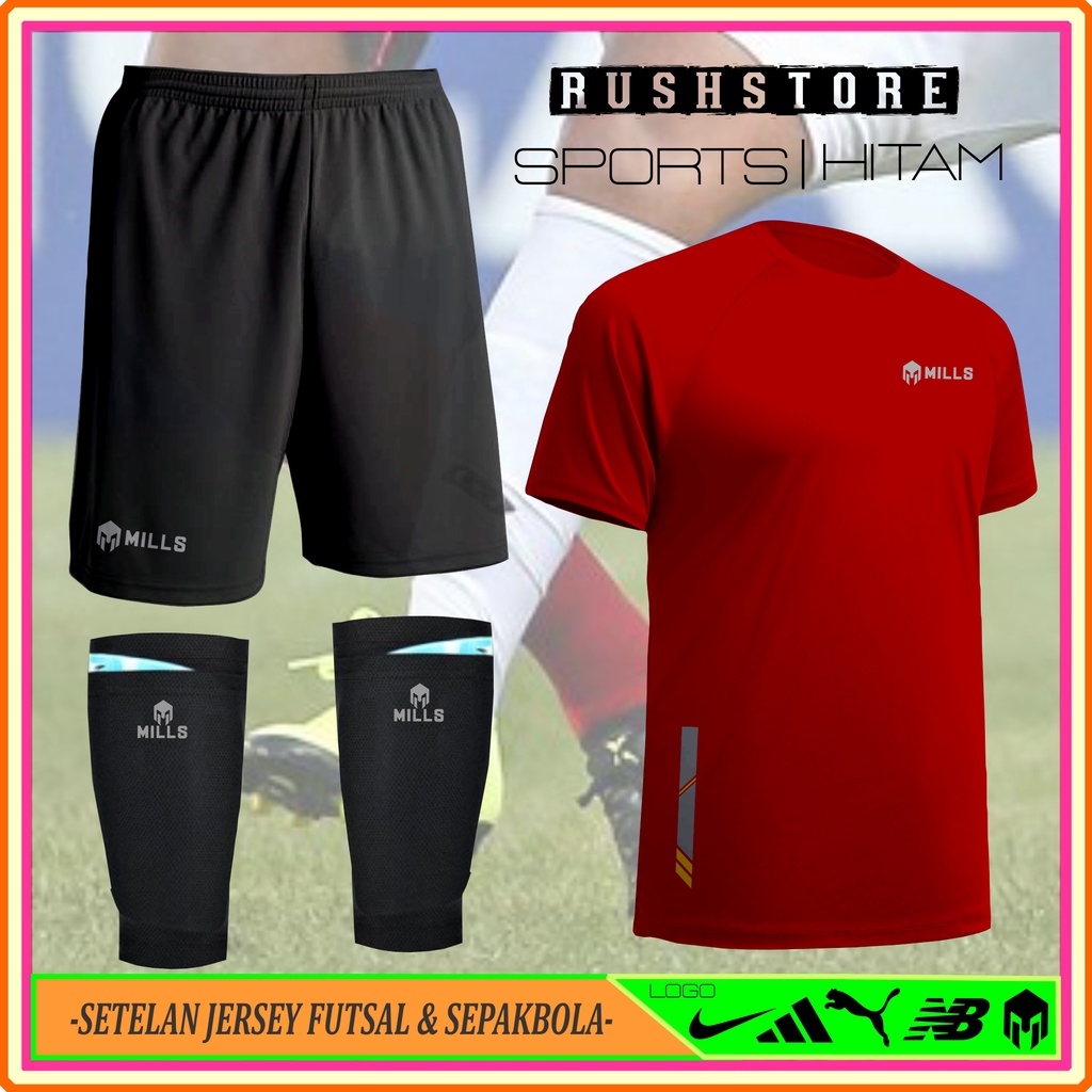 Setelan Kaos Baju Jersey Manset Deker Shin Guard Celana Pendek Olahraga Futsal Dan Sepakbola/Paket H