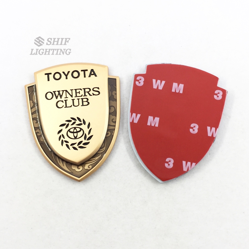 1pc Stiker Emblem Logo Toyota Owners Club Bahan Metal Warna Emas Untuk Dekorasi Mobil