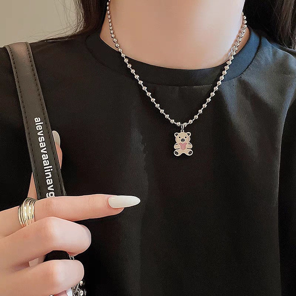 Kalung Rantai Choker Liontin Beruang Lucu Untuk Wanita