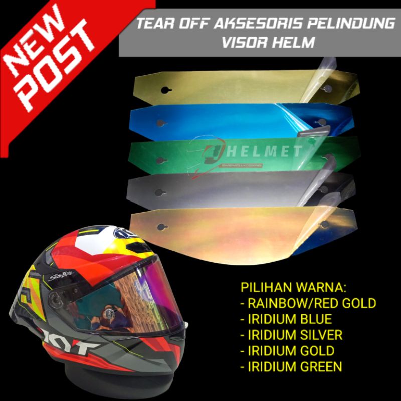 Tear Off Helm Rsv FF300 Kbc Zero Vk Euro Iridium Aksesoris Pelindung Visor Flat
