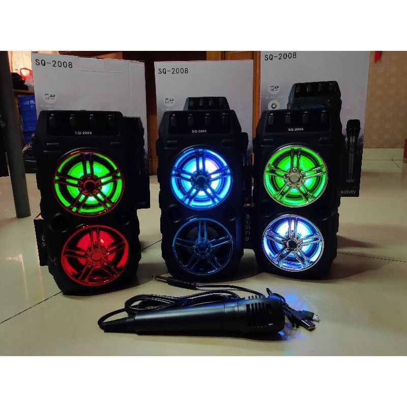 Speaker bluetooth+mic karaoke sq-2008 wireless bluetooth bass full mic