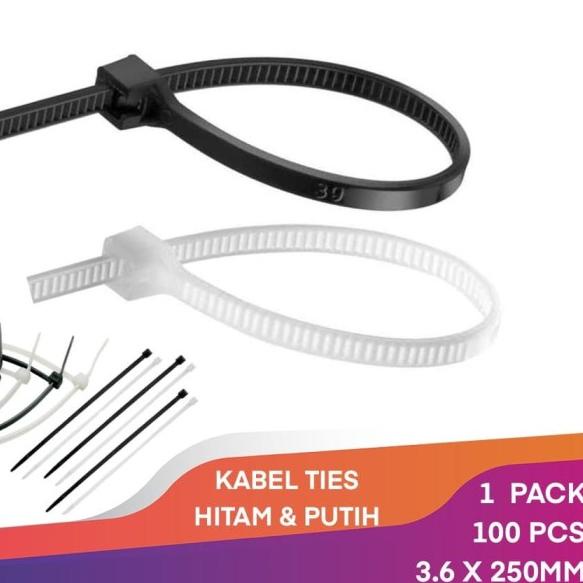 

➸ KABEL TIES 25 CM 3.6 X 250MM CABLE TIE TIS KABEL NYLON PENGIKAT - Putih ♢