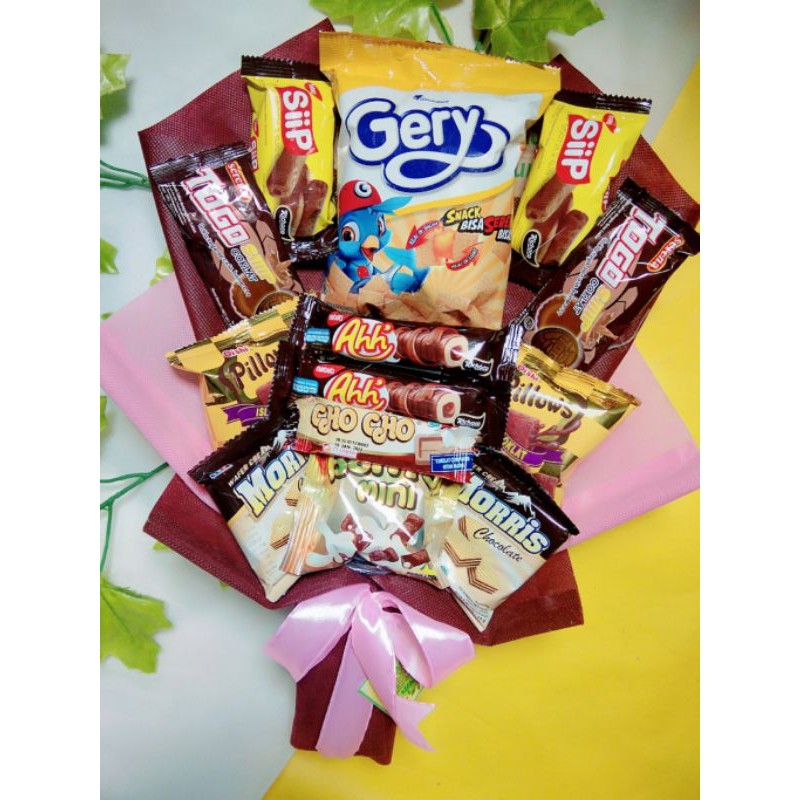 Buket Snack, Buket Makanan, Buket Bunga Makanan, Snack Bouquet, Hadiah Snack, Bouquet Makanan