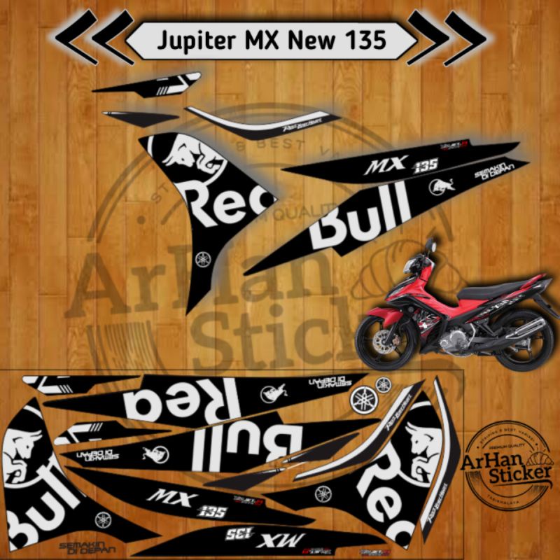 Jual Stiker Yamaha New Jupiter MX / NJMX 135 Motif Redbull Striping Variasi