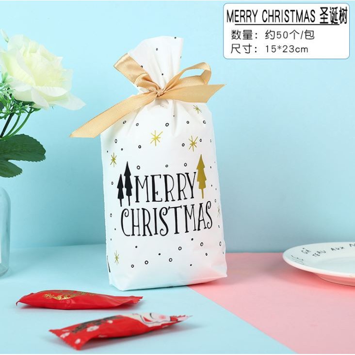

PLASTIK IKAT TIED DRAWSTRING WHITE CHRISMAS 14X17