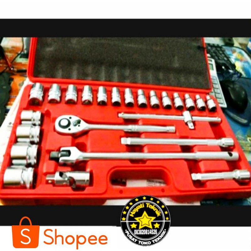 PROMO Kunci Shock Set 1/2 " Socket wrench set 24pcs (12PT)