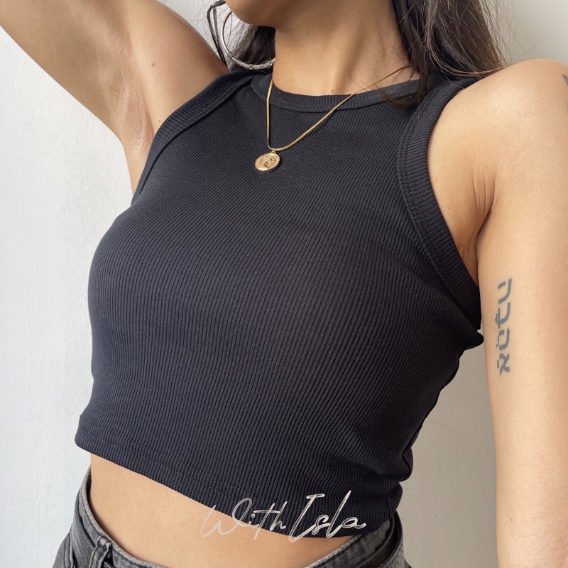 WITH ISLA - Leia Rib Tank / Tanktop Fashion Wanita-Black