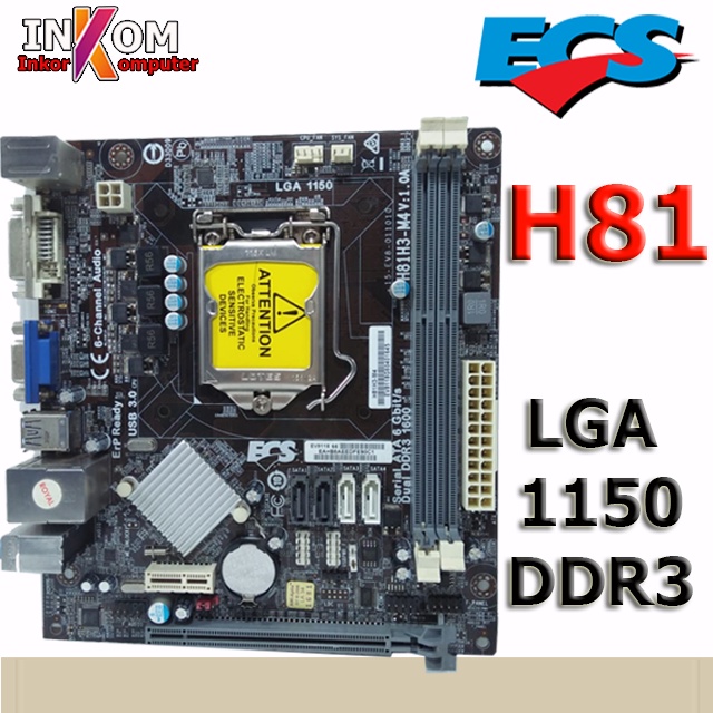 Mainboard Motherboard Mobo Intel LGA 1150 H81 Onboard ECS/ASROK