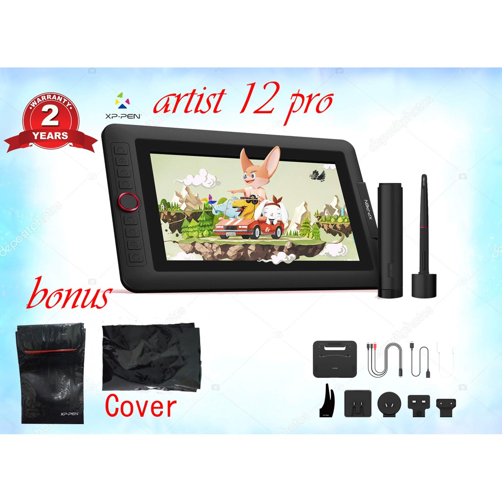 XP pen artist 12 Pro Pen Drawing display monitor bonus softcase dan soft cover