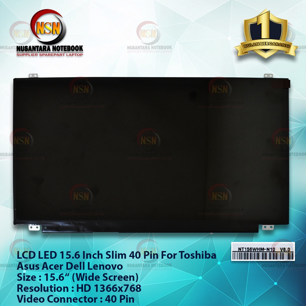 LED LCD Layar 15.6 Inch Slim 40 Pin For Toshiba Asus Acer Dell Lenovo