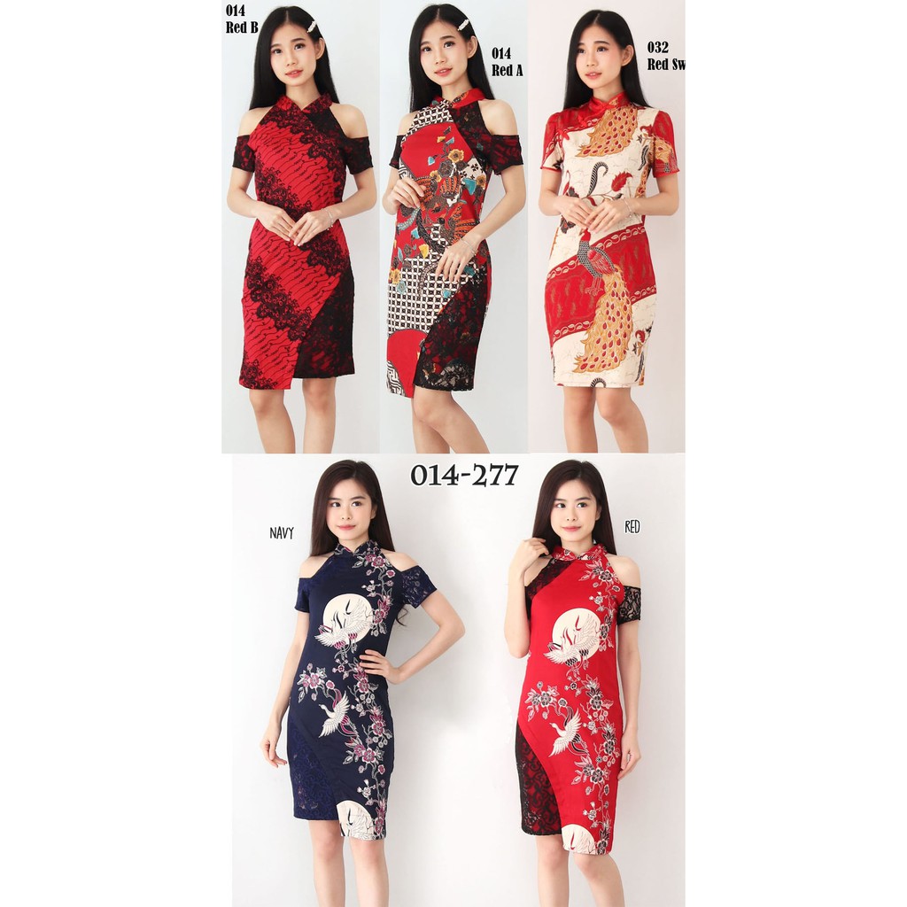  Baju  Batik  Wanita Dress Batik  Wanita 014 032 Red 