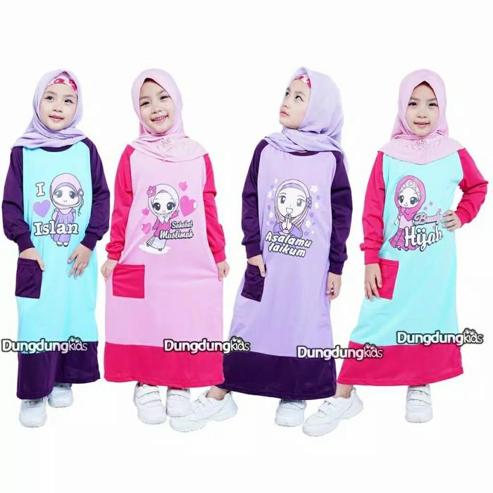 gamis anak karakter dungdungkids ungu