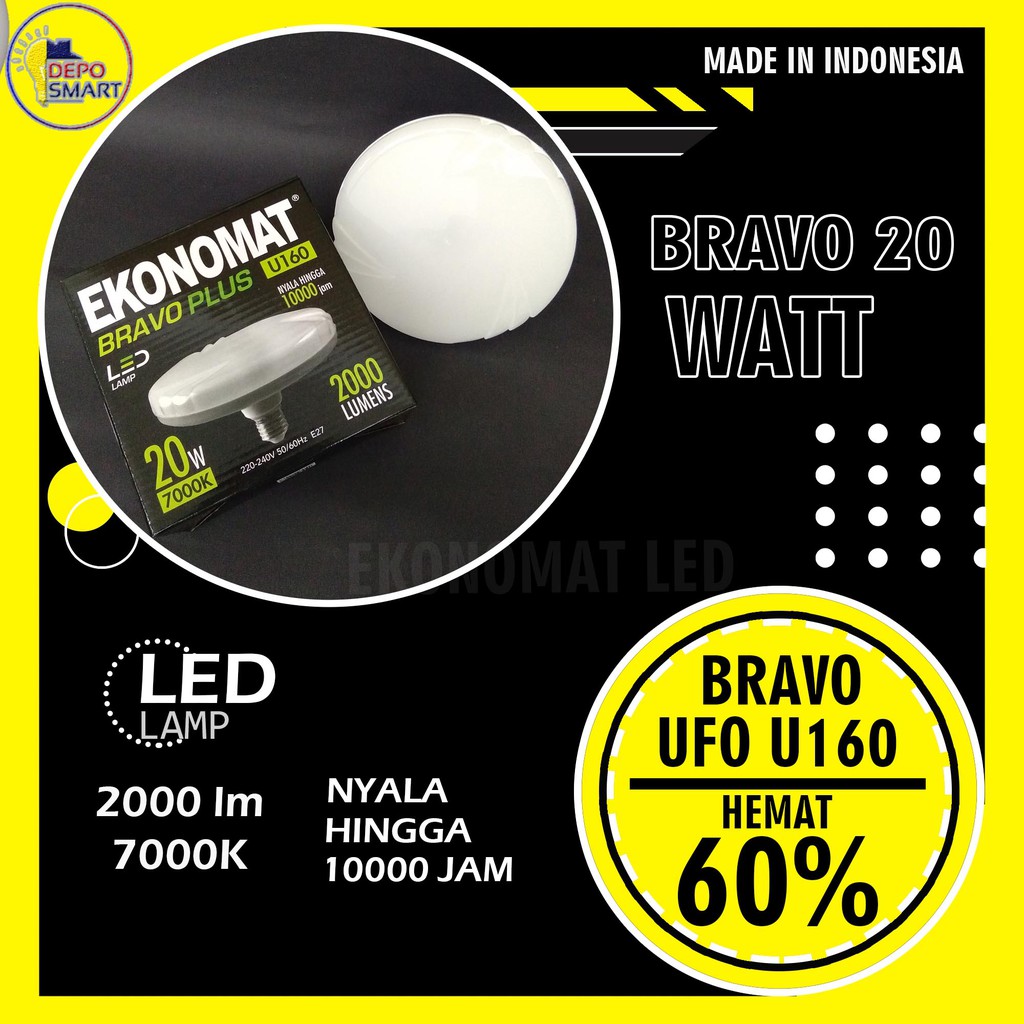 Lampu LED Ekonomat Bravo 20W PUTIH 7000K