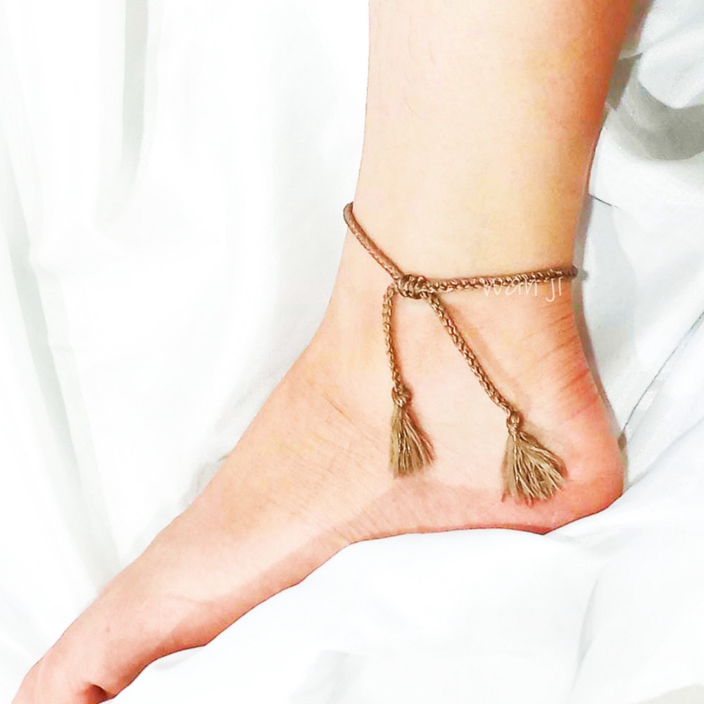 Gelang Kaki Kepang Mix Gold Super Simple Polos Lucu Tassel Rumbai Anklet Bracelet