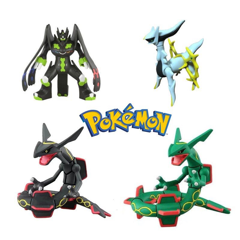 PVC Pokemon Model Rotatable Toys Shiny Rayquaza Zygarde Arceus Collection Dolls Figurines Gifts