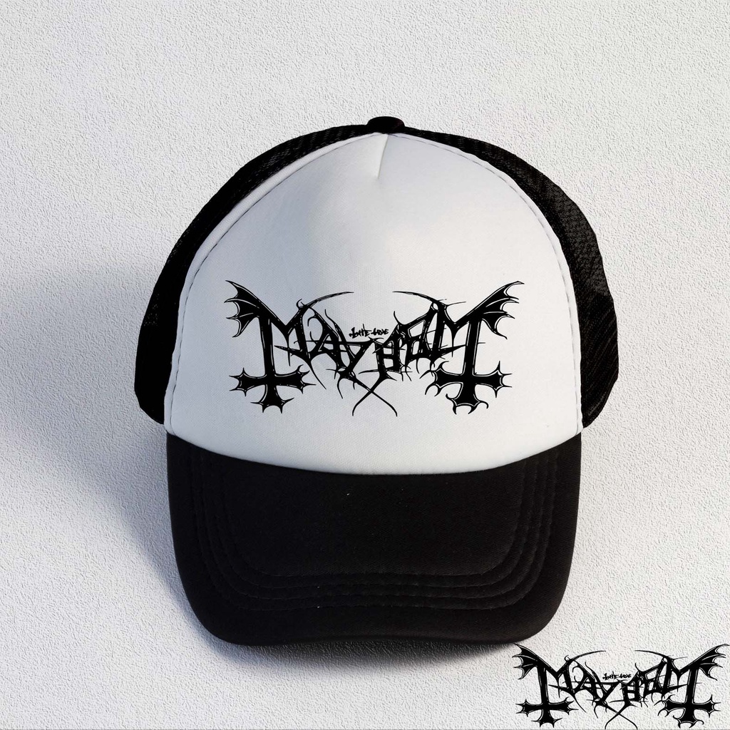 MAYHEM / TOPI METAL / TOPI BAND /TOPI DISTRO/HAT/TRUCKER DISTRO  / TRUCKER BAND/TOPI JARING DISTRO/TOPI JARING BAND