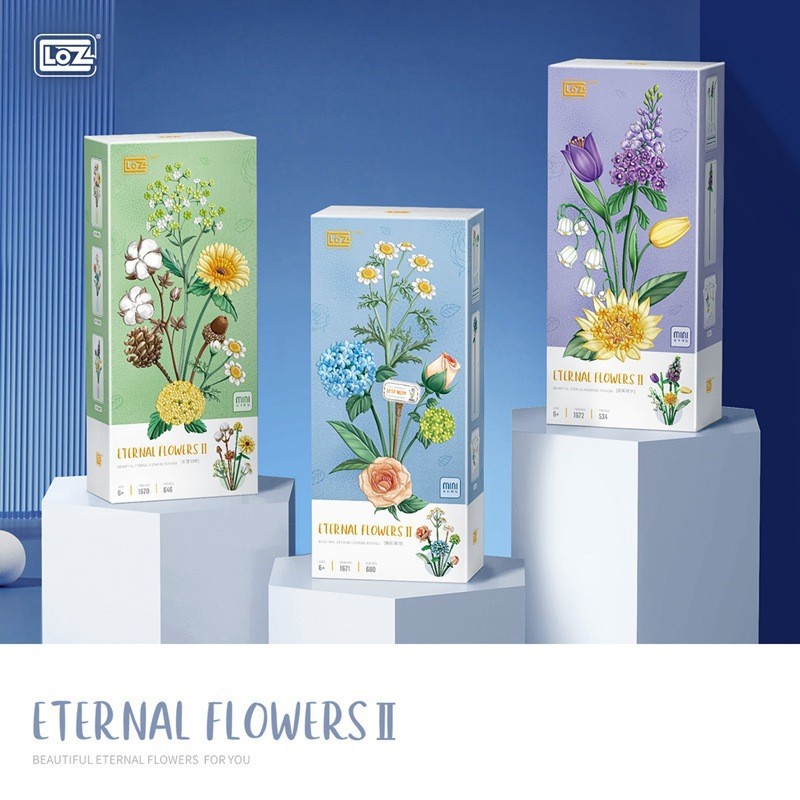 Brick Loz 1670 - 1672 Flower Plant II Series Nano Block