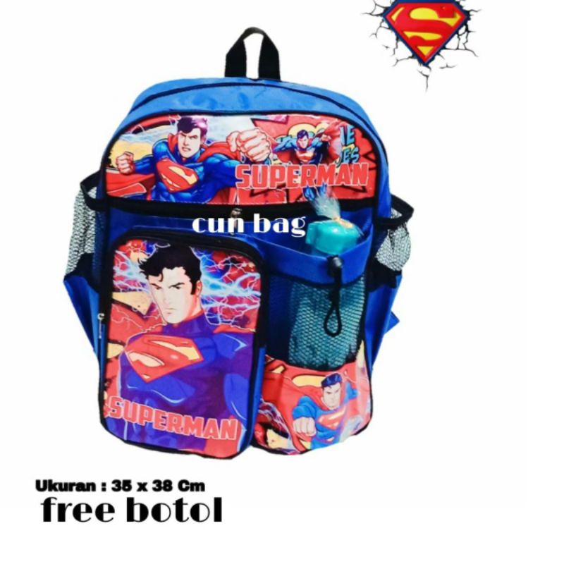 Tas ransel anak karakter tayo batman spiderman free botol minuman tas anak laki laki