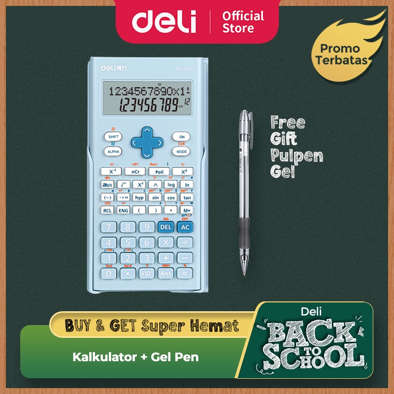 

Deli Calculator Scientific Kalkulator 240 Fungsi Kalkulasi 3 Warna 1700