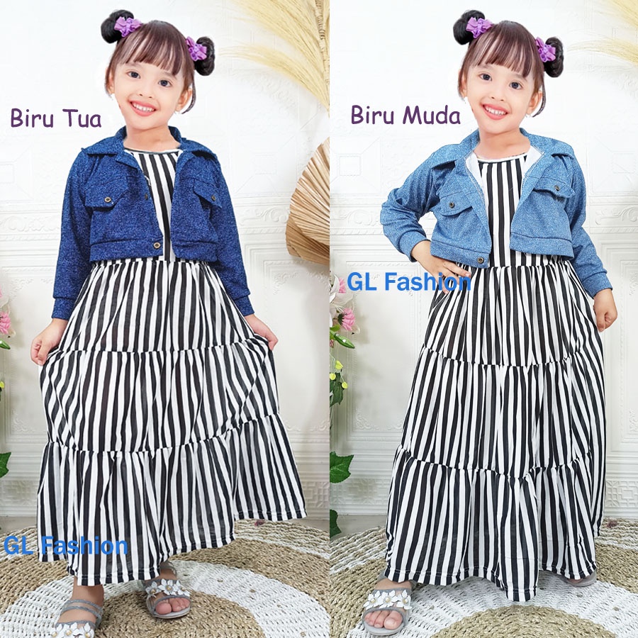 DRESS VANILA KIDS ROMPI DENIM INNER SALUR ANAK 2-12tahun CARLINA