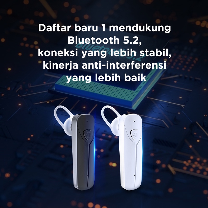 Indoholic BASIKE Headset Bluetooth 5.2 Business Sport Earphone 8D Bass Butik Headphone with Mic telinga tunggal earphone wireless gaming music Sweat Resistant