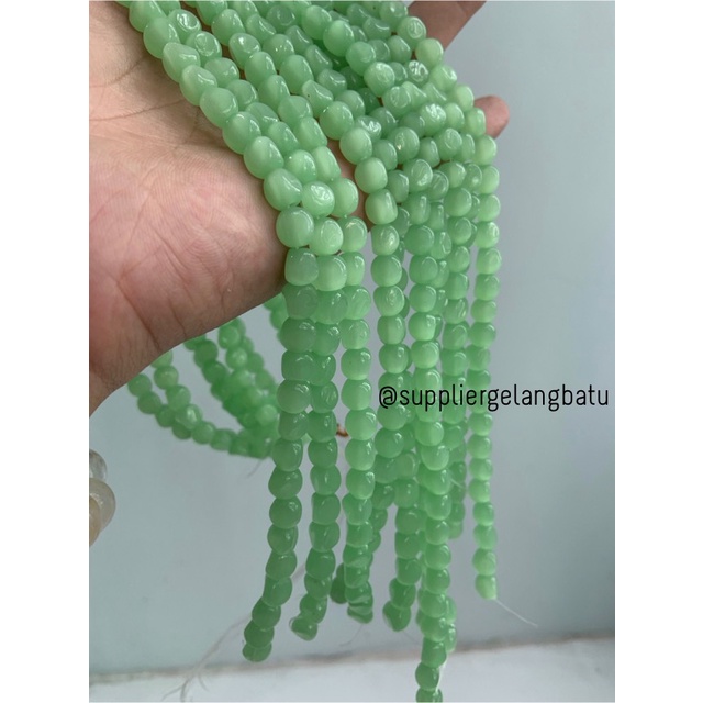 Bahan batu barok SOFT GREEN cat eye 8mm CUTTING mata kucing HIJAU