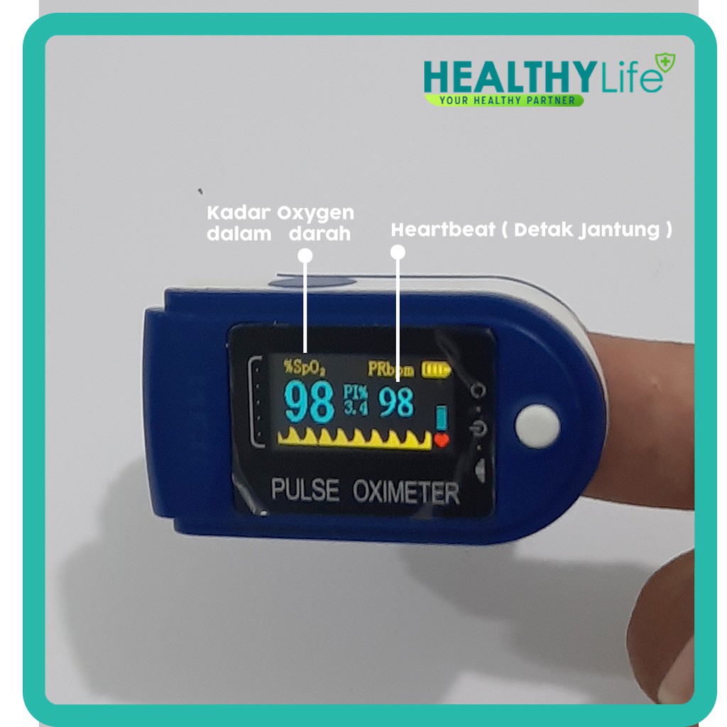 Pulse Oxymeter (Alat Ukur Kadar Oksigen / Saturasi Oksigen) fingertip Oximeter