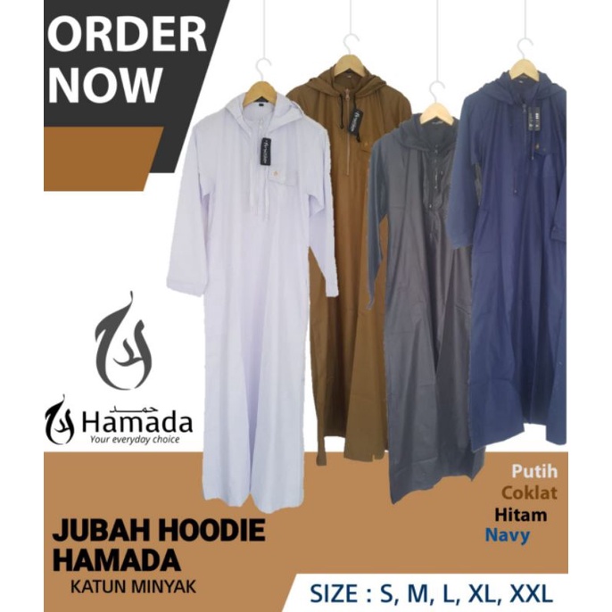 GAMIS TERBARU JUBAH HOODIE PREMIER HAMADA BAHAN KATUN MINYAK TERLIHAT ELEGANT DAN EXCLUSIVE HAMADA G