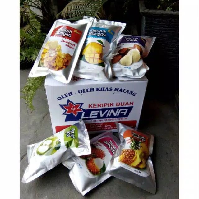 Paket Hemat Keripik Buah Levina Isi 8 (nangka, Apel, Salak, Mangga, Nanas, Bakso, Kelapa, Pisang)