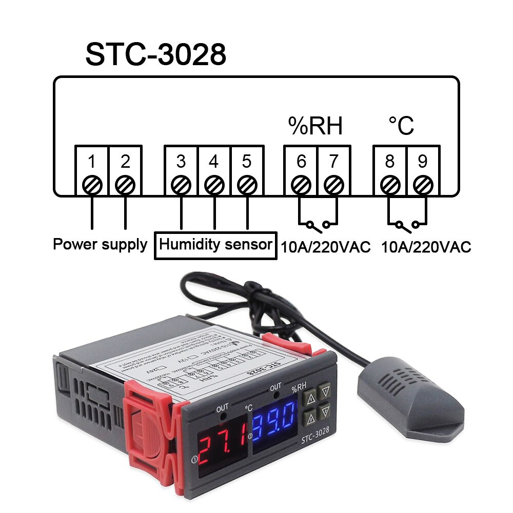 Thermostat Hygrostat 2in1 Pengontrol Suhu dan Kelembaban AC 220V