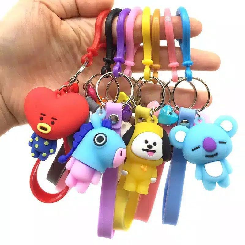 Key Chain / Gantungan Kunci Tas Anak Tali Motif Karakter KPOP Bangtan Boys Murah