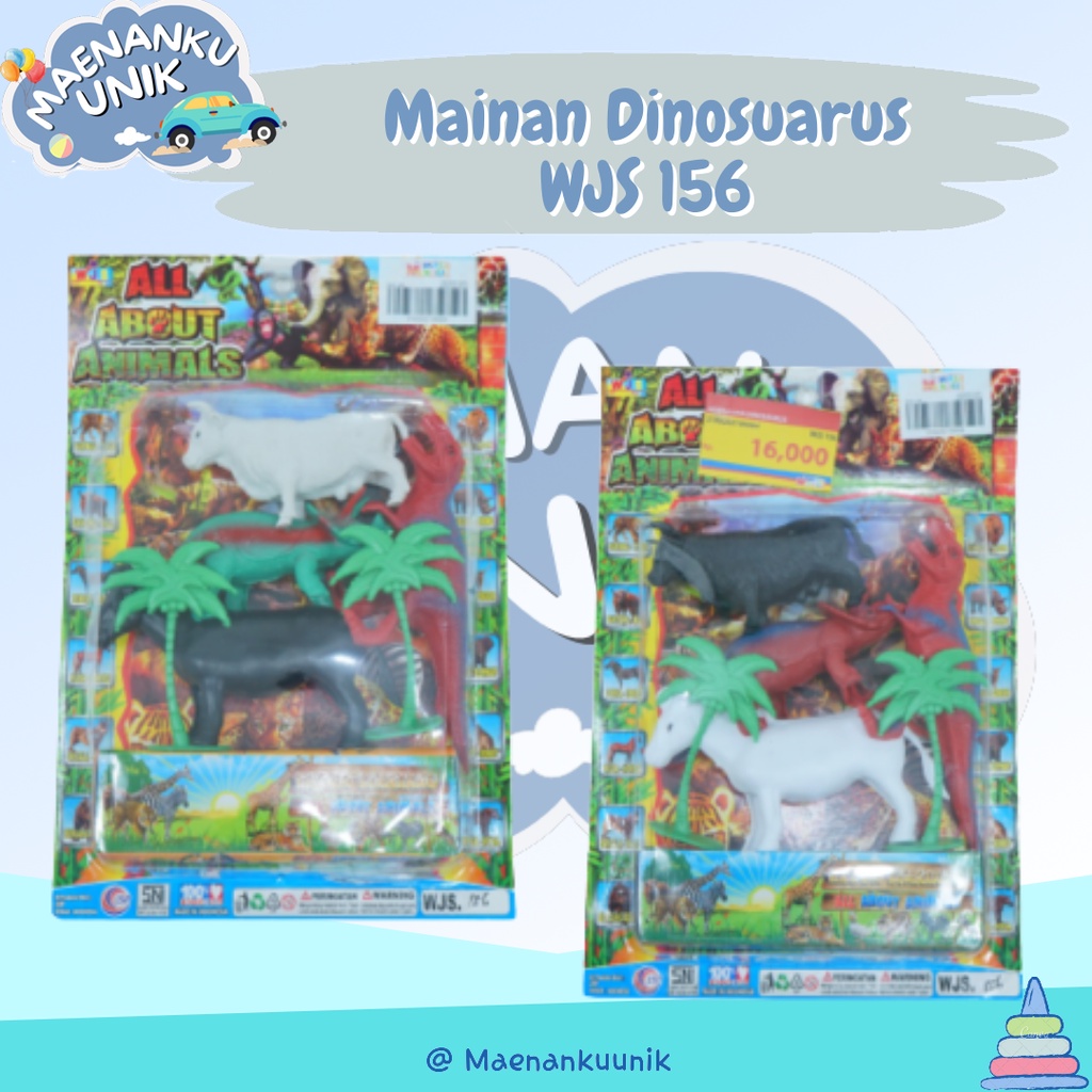 WJS 156 Mainan Anak Hewan Dinosaurus, banteng, Badak. Maenan Binatang