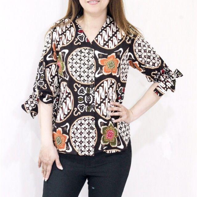 Cd2 - Atasan Baju Batik Wanita Muslimah / Hijaber / Busui Lengan Panjang Kancing Depan Katun Strecth