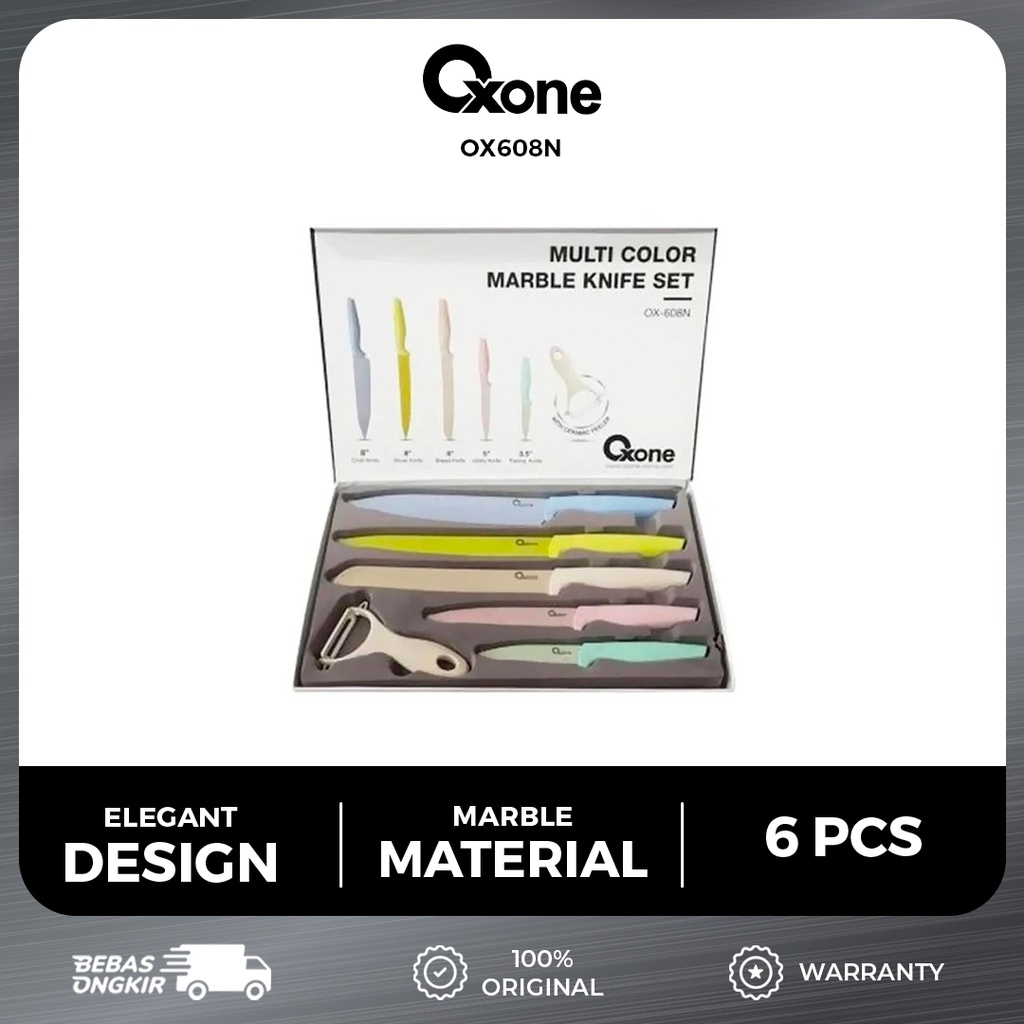 Oxone OX608N Pisau Set Tajam Dengan Pengupas Colorful 6 pcs