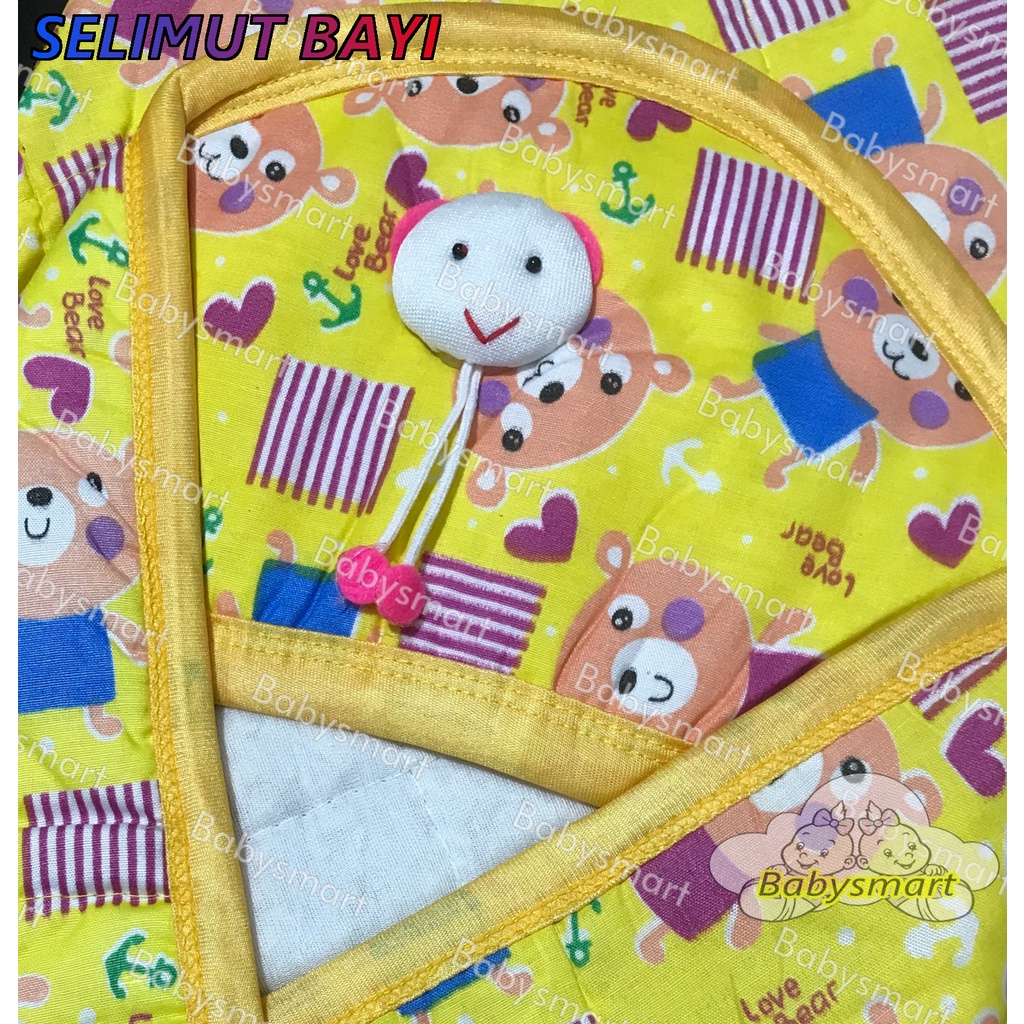 Babysmart - Selimut Bayi New Born Motif BEAR Ukuran 70 x 70 cm MORISKA / Selimut Topi / Double Flace